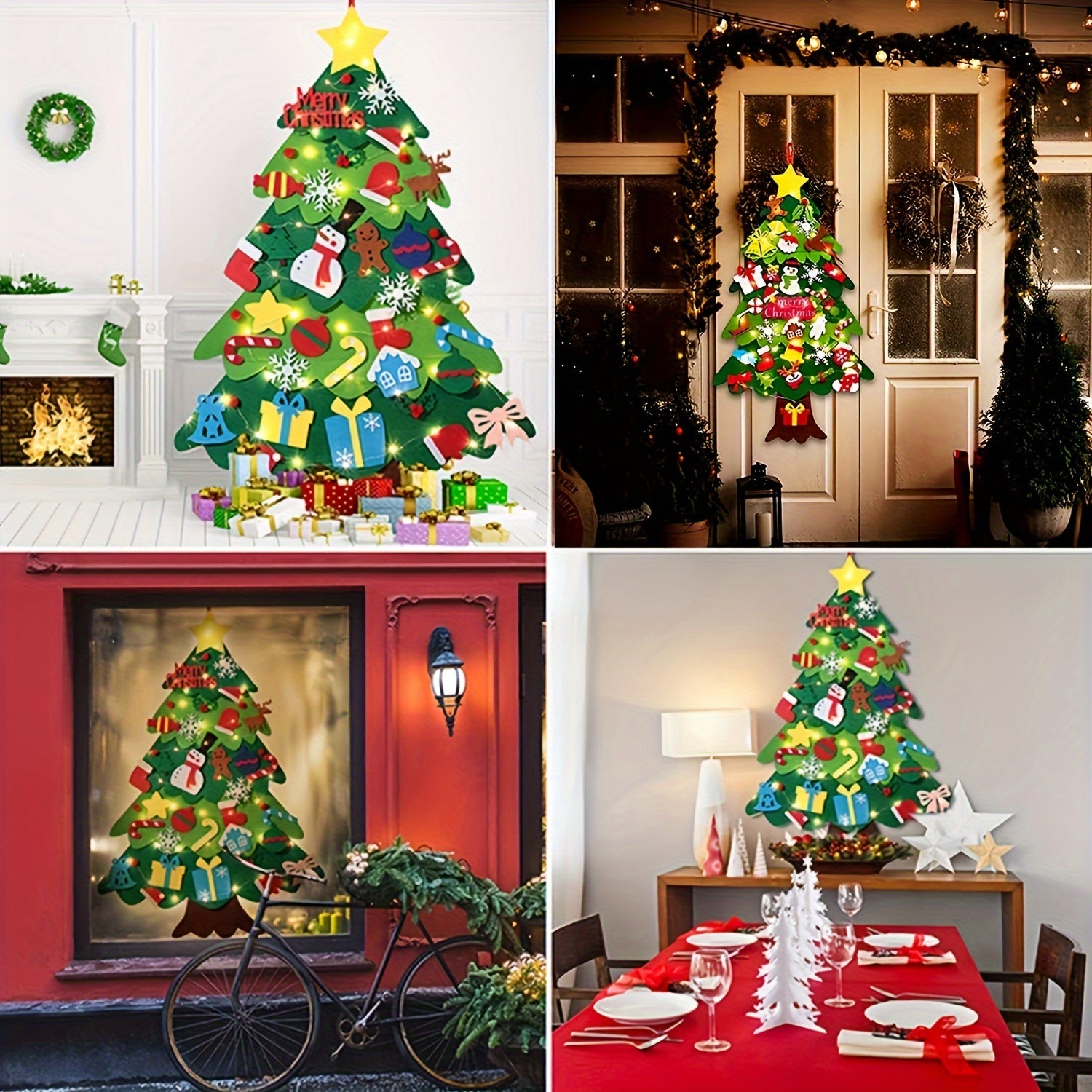 Christmas Felt Tree Decoration Indoor Outdoor Non-Woven Material Battery Operated