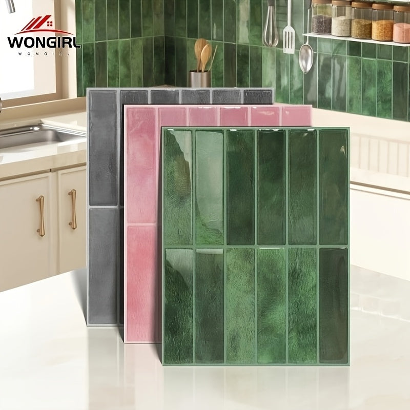3D Self-Adhesive PET Tile Wall Stickers Waterproof Anti-Mold Oil-Resistant for Kitchen Bathroom Living Room