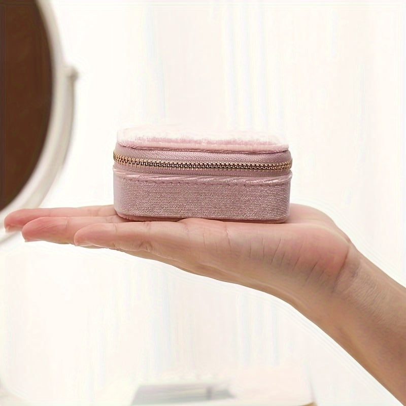 Velvet Jewelry Box Nordic Style with Zippered Closure for Earrings and Rings