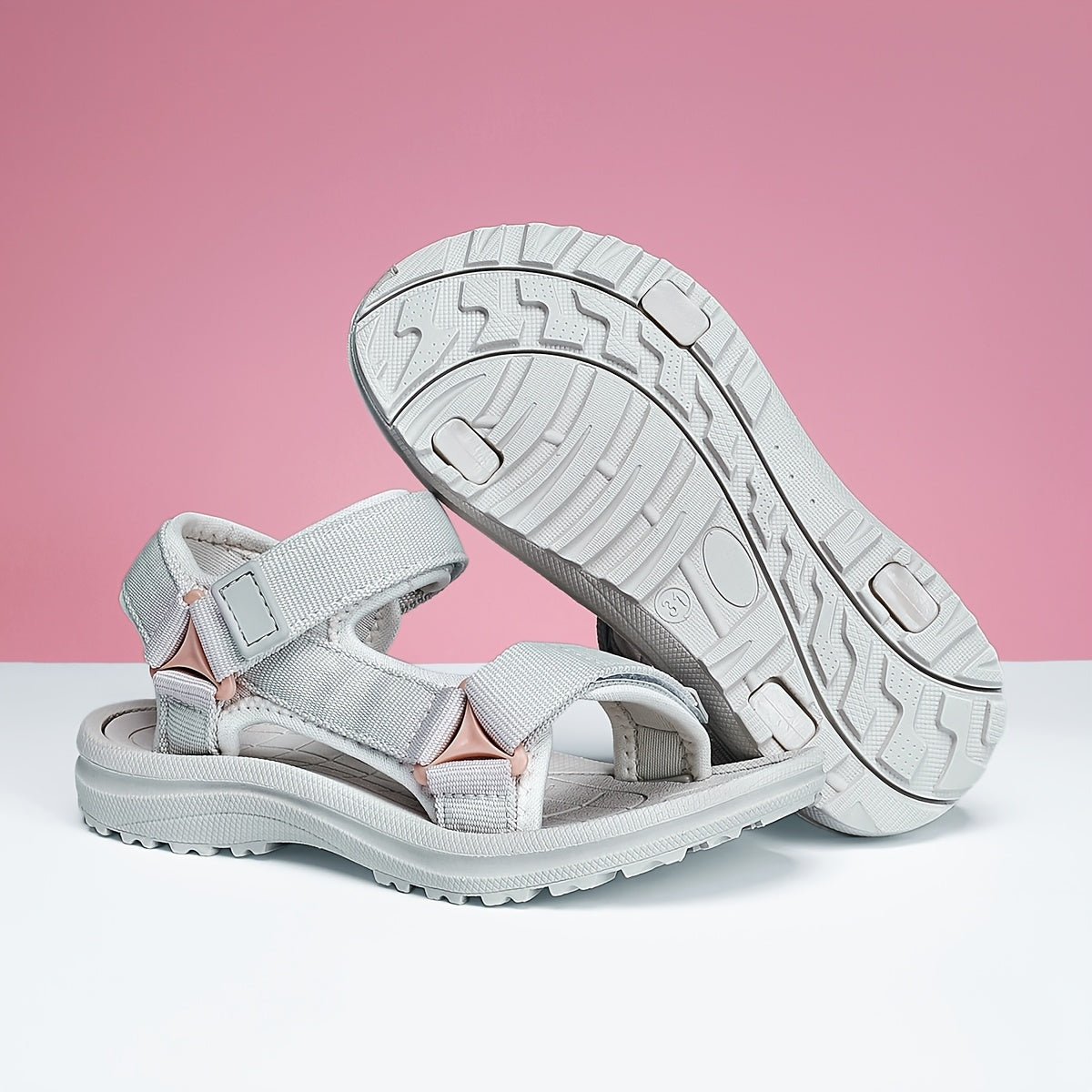 Sandalias de verano para niñas beige, transpirables, antideslizantes, de tela, calzado casual