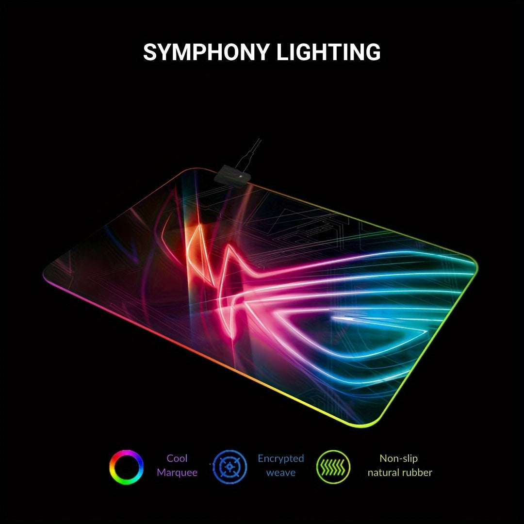 Alfombrilla de ratón para juegos RGB grande 400x900mm, tapete de escritorio de goma antideslizante con retroiluminación LED y bordes cosidos