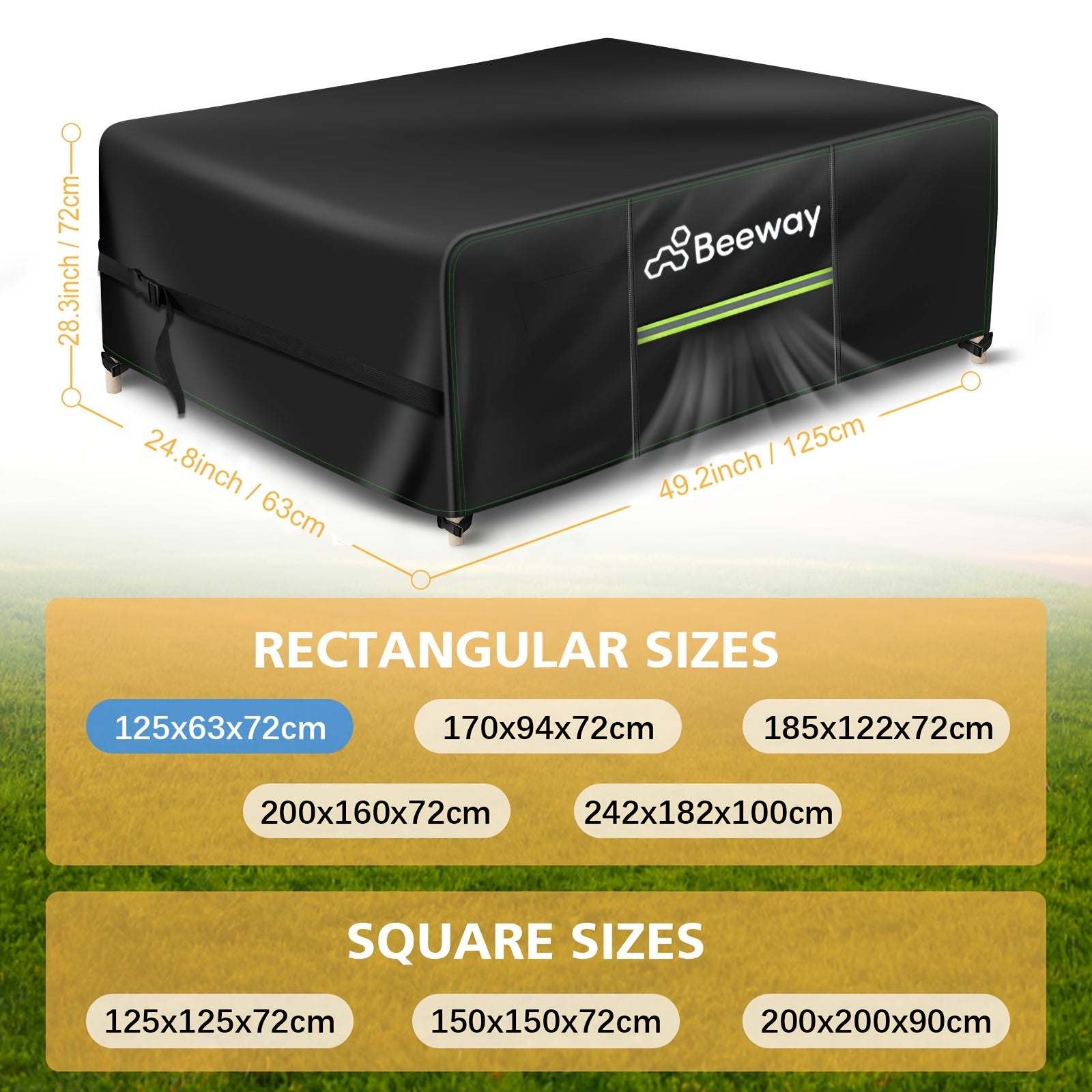 Outdoor Furniture Cover Waterproof Windproof 420D Oxford Fabric with Air Vent Black