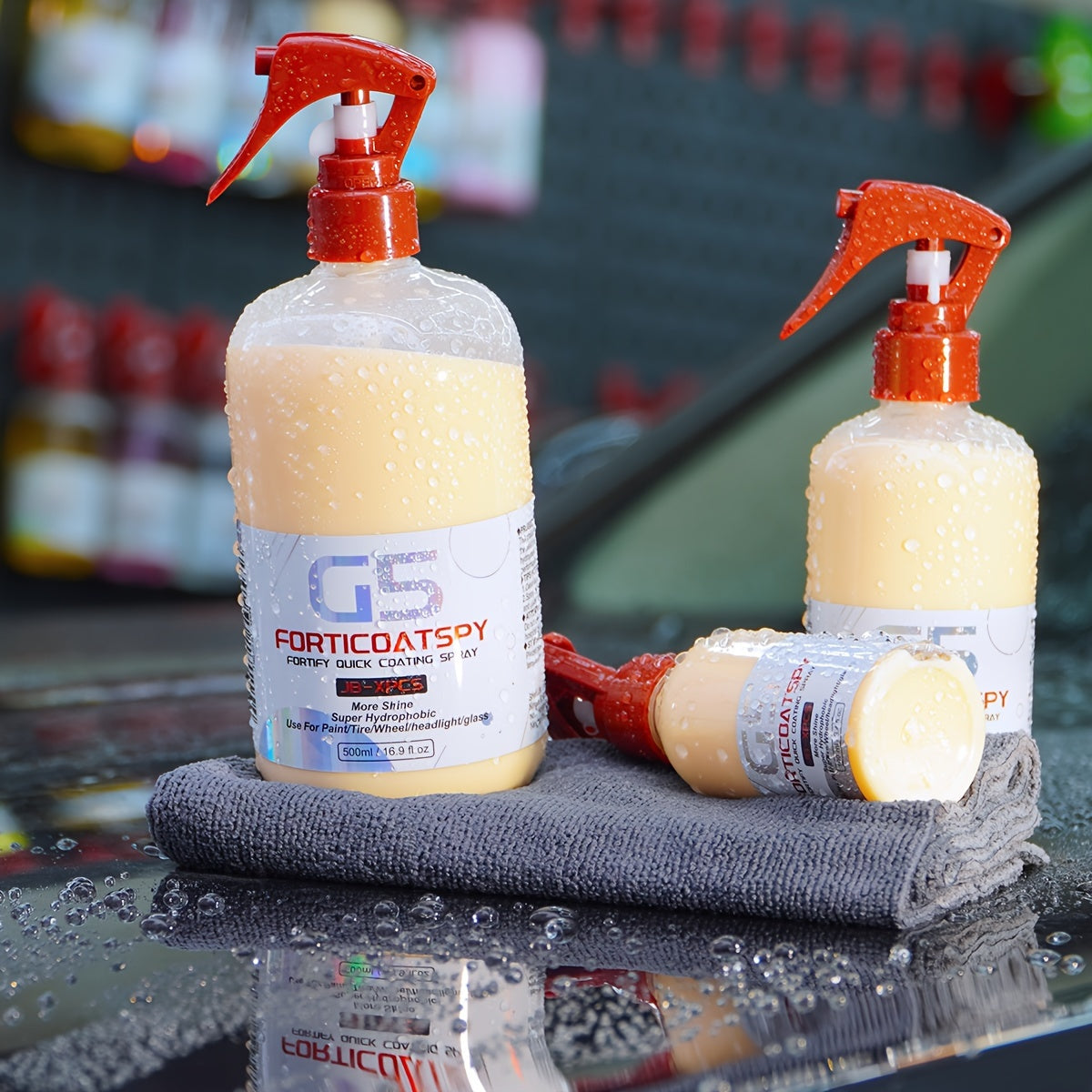 Spray de cera líquida de protección cerámica hidrofóbica para coche, pintura y ruedas