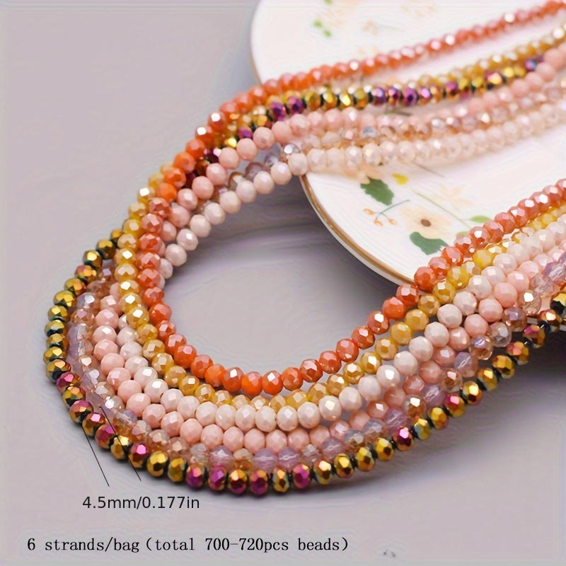 720 Pieces Faceted Glass Rondelle Beads 4mm for Jewelry Making and Crafts