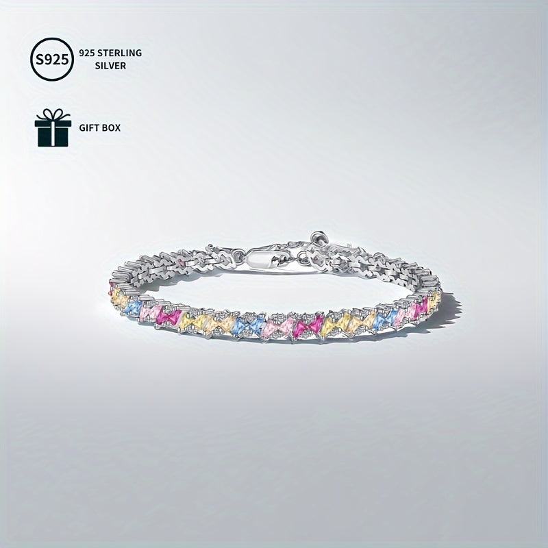 Sterling Silver Tennis Bracelet with Cubic Zirconia Stones for Women