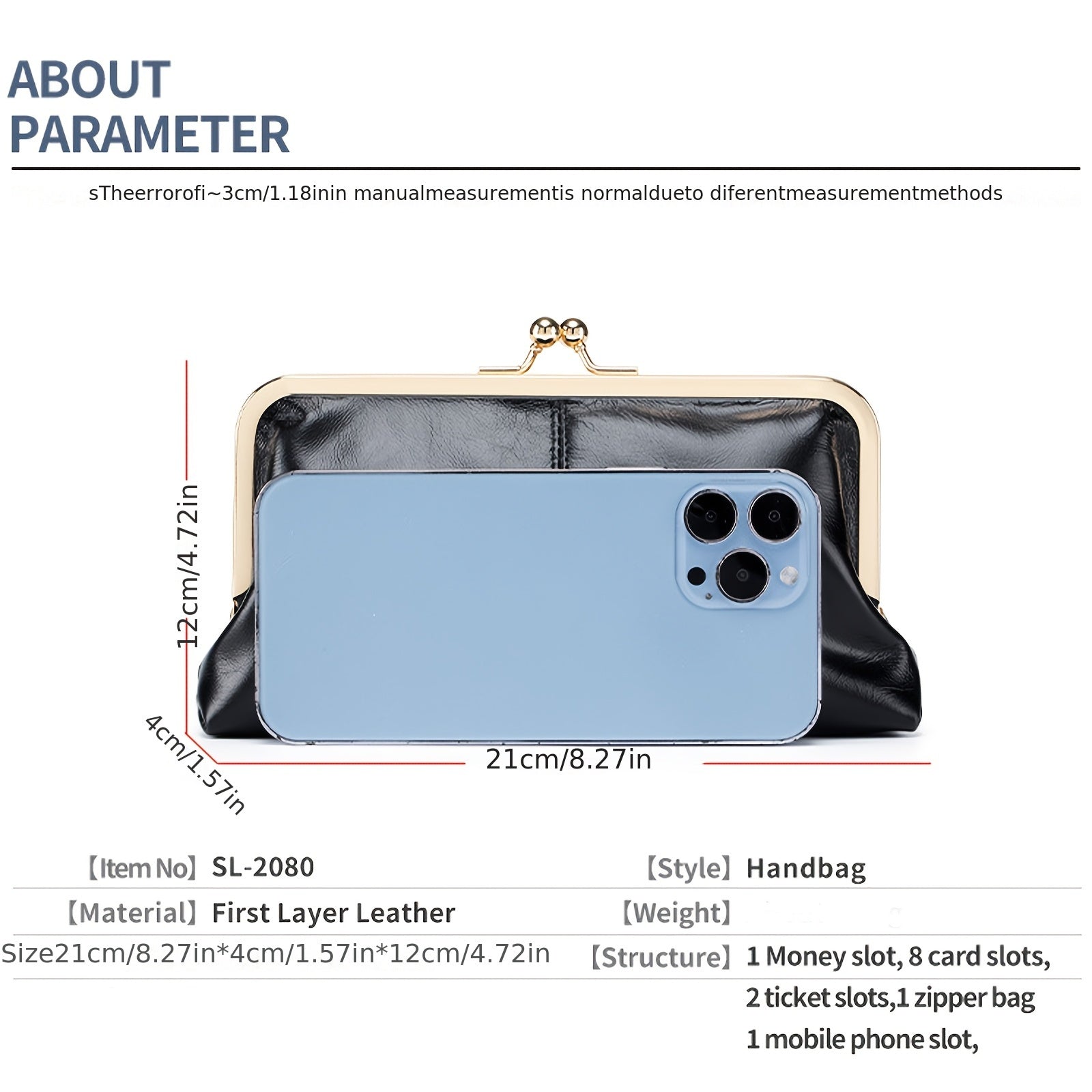 Ayollar uchun vintage haqiqiy charm uzun clutch hamyon, ko'p funksiyali xususiyatlar bilan, retro uslubidagi aksessuar, oltin rangli apparat bilan.