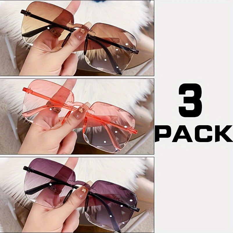 Women's Frameless Fashion Glasses Set for Shopping and Photography