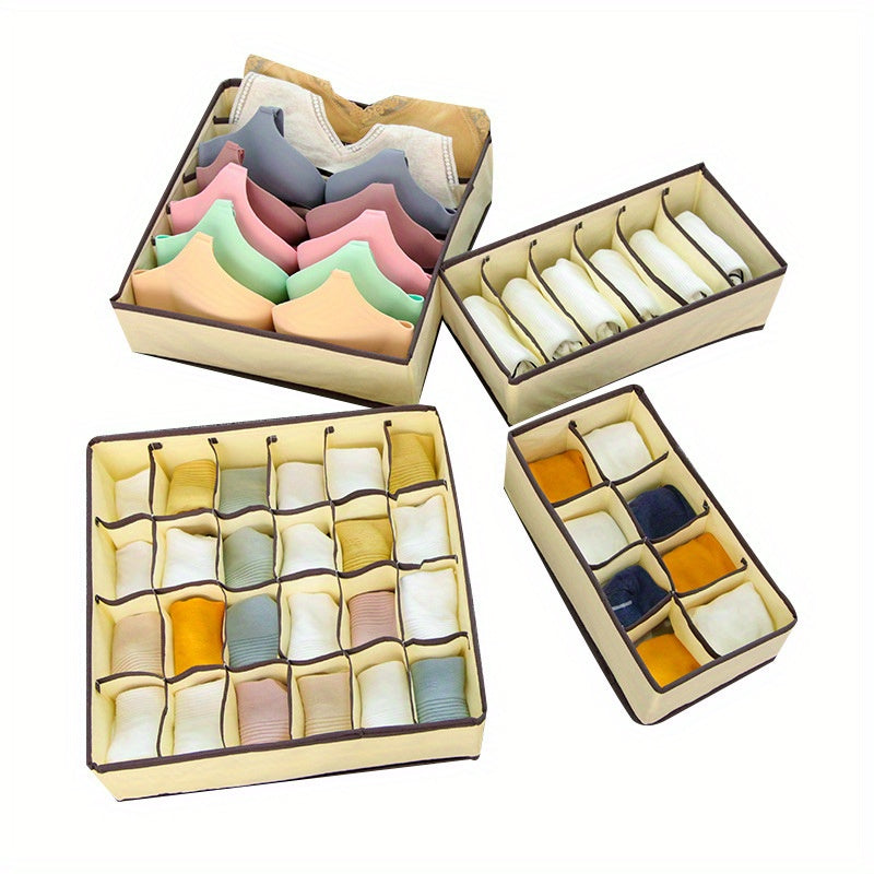 24-Compartment Foldable Storage Organizer for Socks and Underwear Soft Canvas Closet Organizer