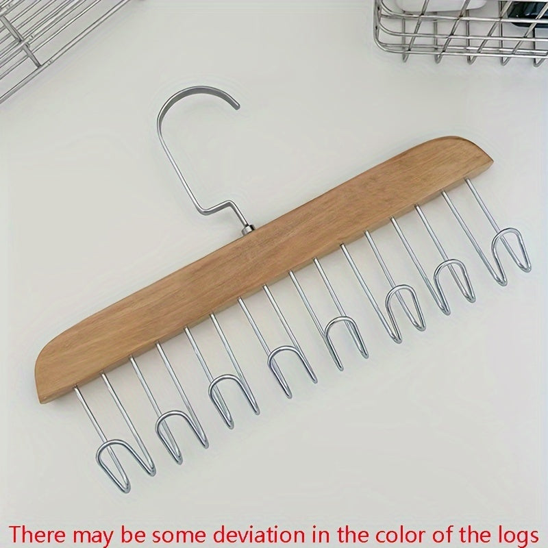 Perchero de madera con 8 ganchos, organizador de armario giratorio de 360° para sujetadores, corbatas, bufandas