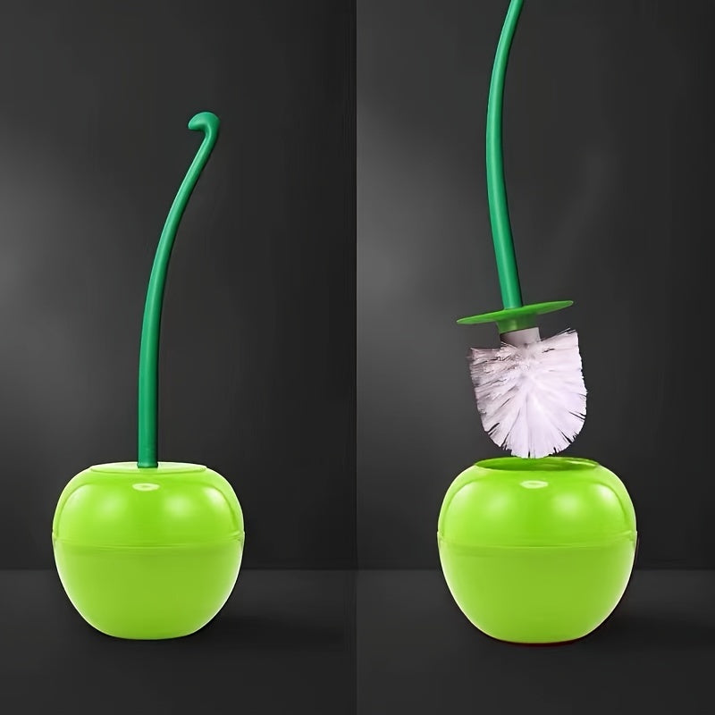 Cherry Toilet Brush with Long Handle and Soft Bristles for Bathroom Cleaning