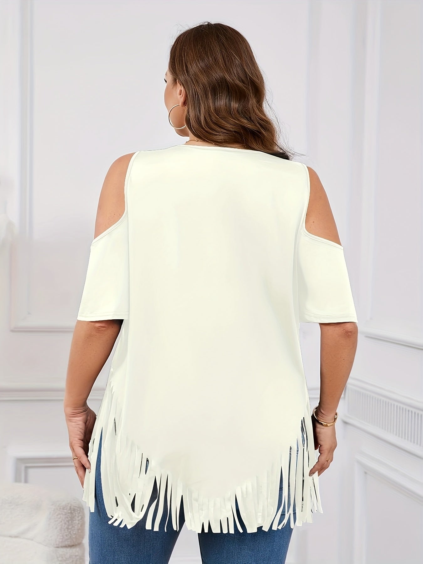 Women's Plus Size Off-Shoulder Ruffle Short Sleeve Top