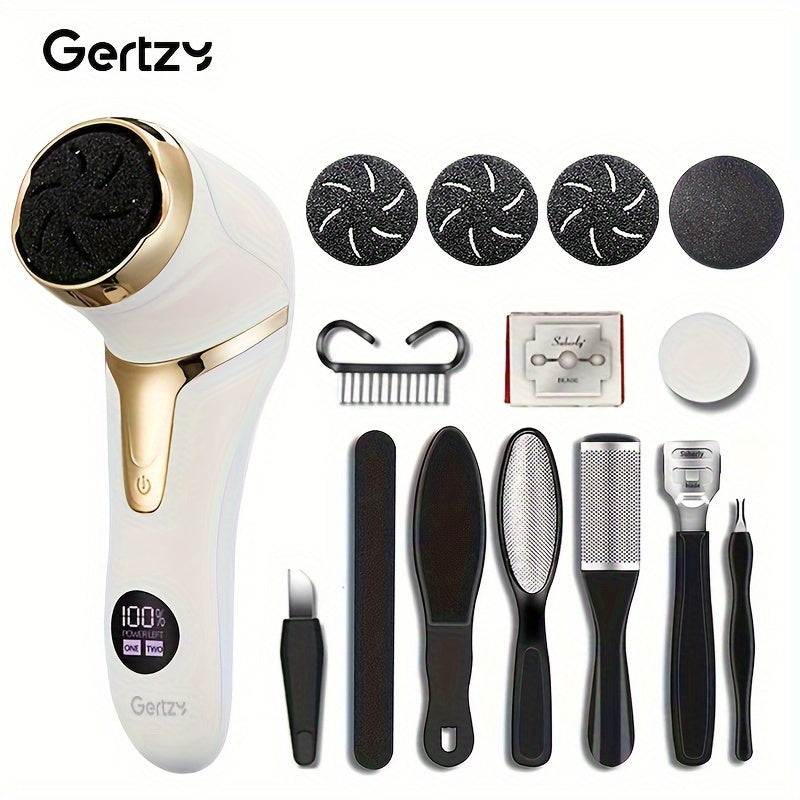 Electric Foot Grinder with Vacuum USB Rechargeable 2-Speed Pedicure Tool 4 Grinding Heads