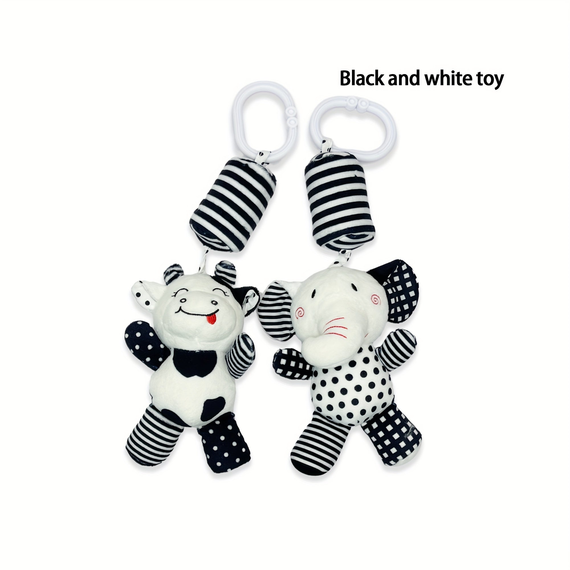 Baby Black and White Wind Chime Bed Decor for Newborns Car Pendant Plush Rattle Visual Training Bell
