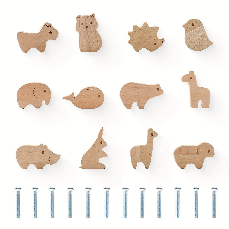Wood Cartoon Drawer Pulls Knobs for Cabinets and Drawers Kids Room Decor