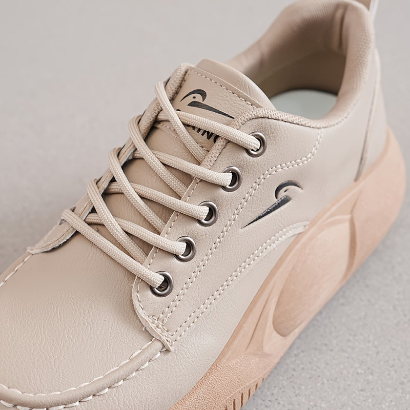 Women's Casual Sneakers Low Top Lace-Up Solid Color Fabric Lined PU Sole