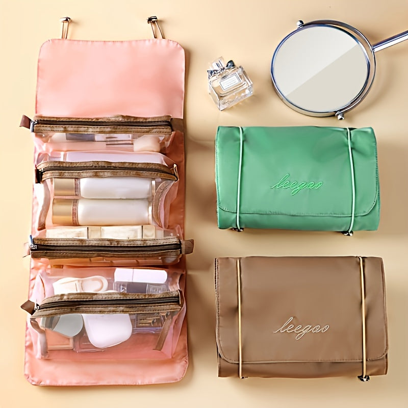 Large Capacity Waterproof Cosmetic Bag with Mesh, Foldable, Washable and Lightweight