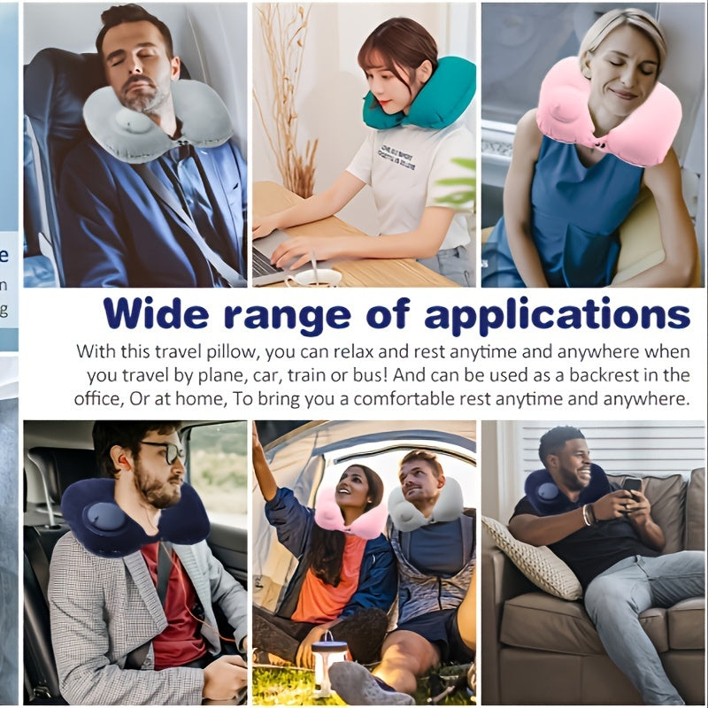 Inflatable U-Shaped Neck Pillow Waterproof Travel Support Compact Washable