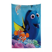 Personalized Finding Nemo Flannel Blanket Soft Cozy Throw with Dory and Marlin Custom Name for Bed Sofa Camping Car Rides Movie Nights
