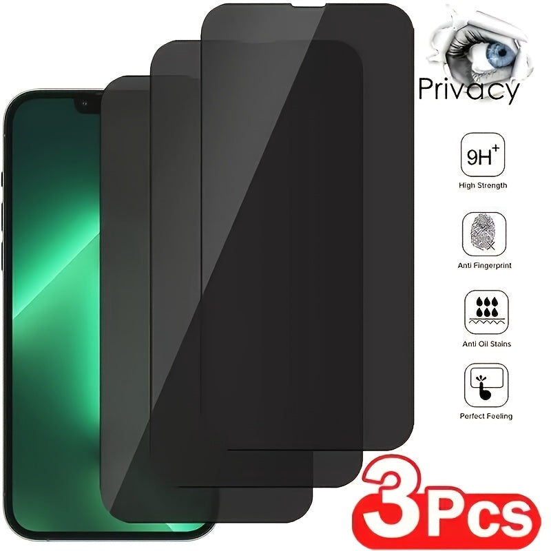 3 Pack Privacy Screen Protectors for iPhone 11-16 Pro Max Plus Mini Tempered Glass