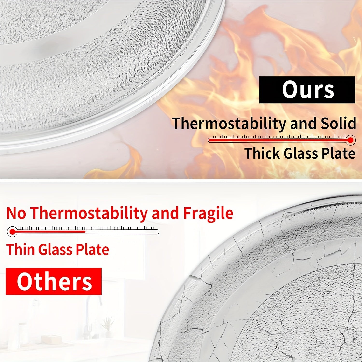 Glass Microwave Turntable Plate 9.6 Inch Replacement with Cleaning Cloth