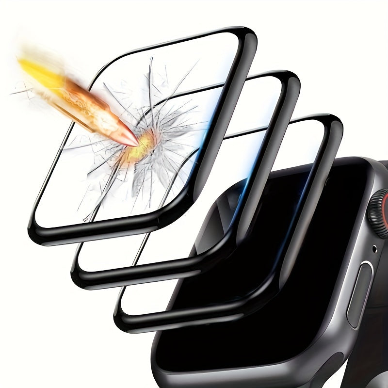 High-Definition Full Screen Protective Film for Apple Watch Durable Plastic Scratch-Resistant Glossy Finish 38-49mm Pack of 3