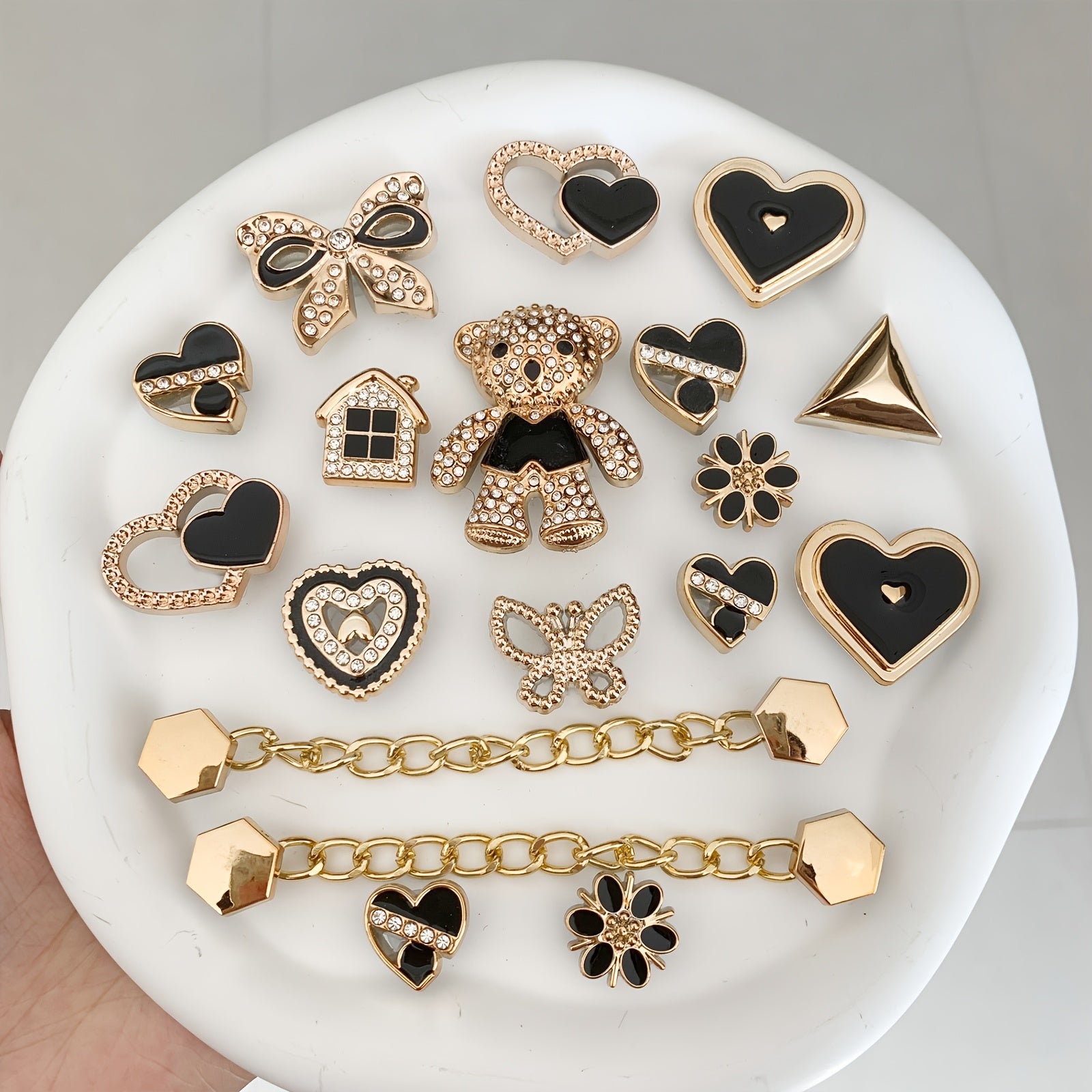 Kids Girls Shoe Charms Set with Bear Bow Hearts Detachable Accessories