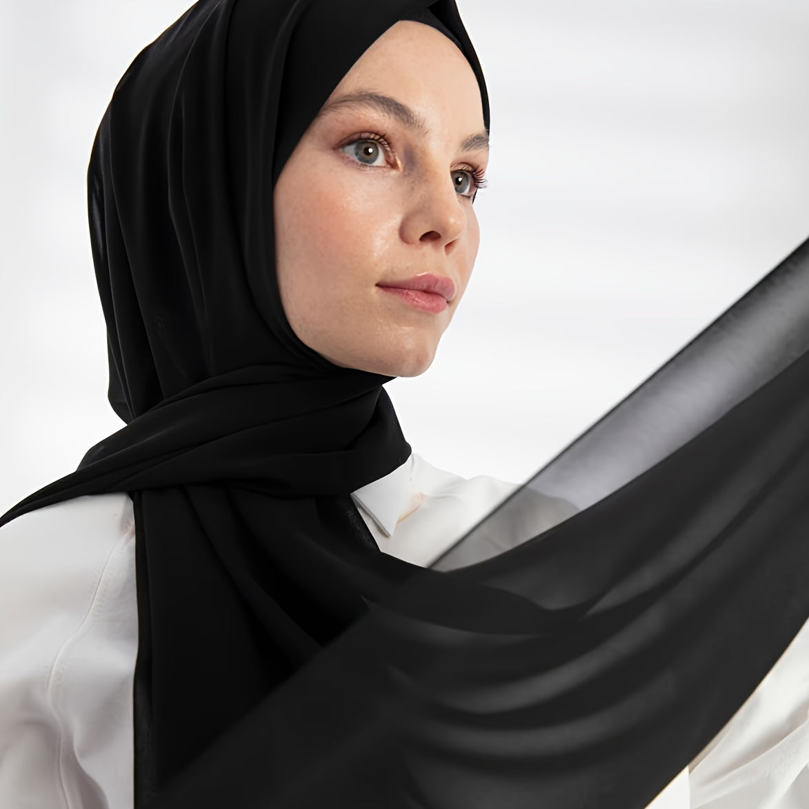 Solid Color Chiffon Hijab Lightweight Stylish Scarf for Women Eid Celebration