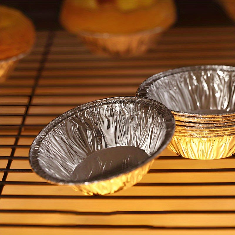 100/200 Pack Disposable Round Baking Foil Tins for Tarts and Pastries