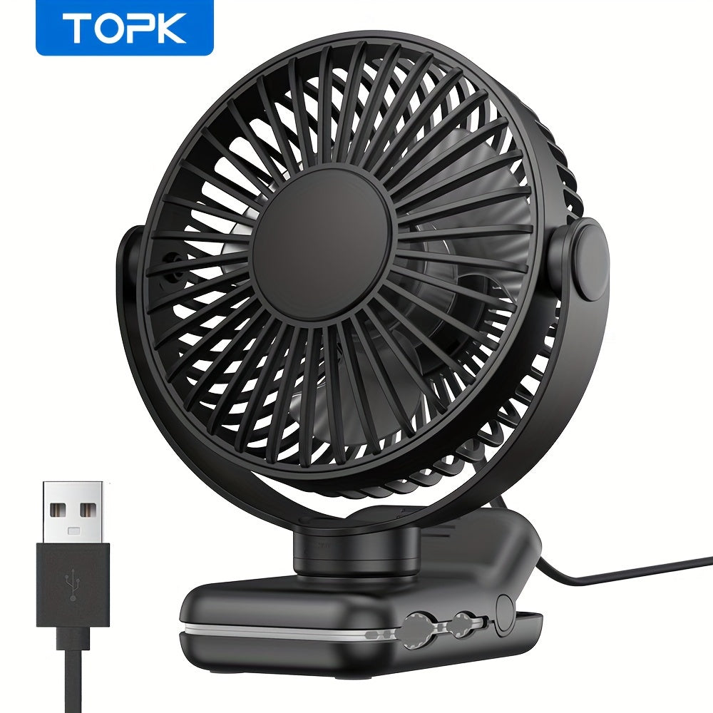 Portativ USB klip-on stol ventilyatori, shovqinsiz ishlash, sozlanadigan klamp bilan, brushless motor