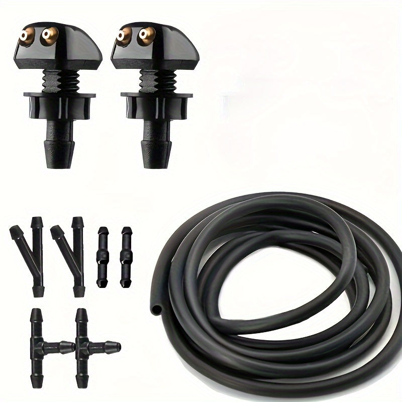 Car Windshield Wiper Nozzle Set Silicone Hoses Connectors Dual-Hole