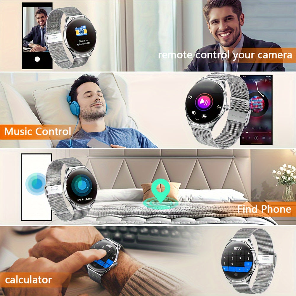 Стильные смарт-часы в подарок с сенсорным экраном 1,43 дюйма, функциями SMS/звонков, совместимые с Android/iPhone, фитнес-трекер с более чем 100 спортивными режимами.