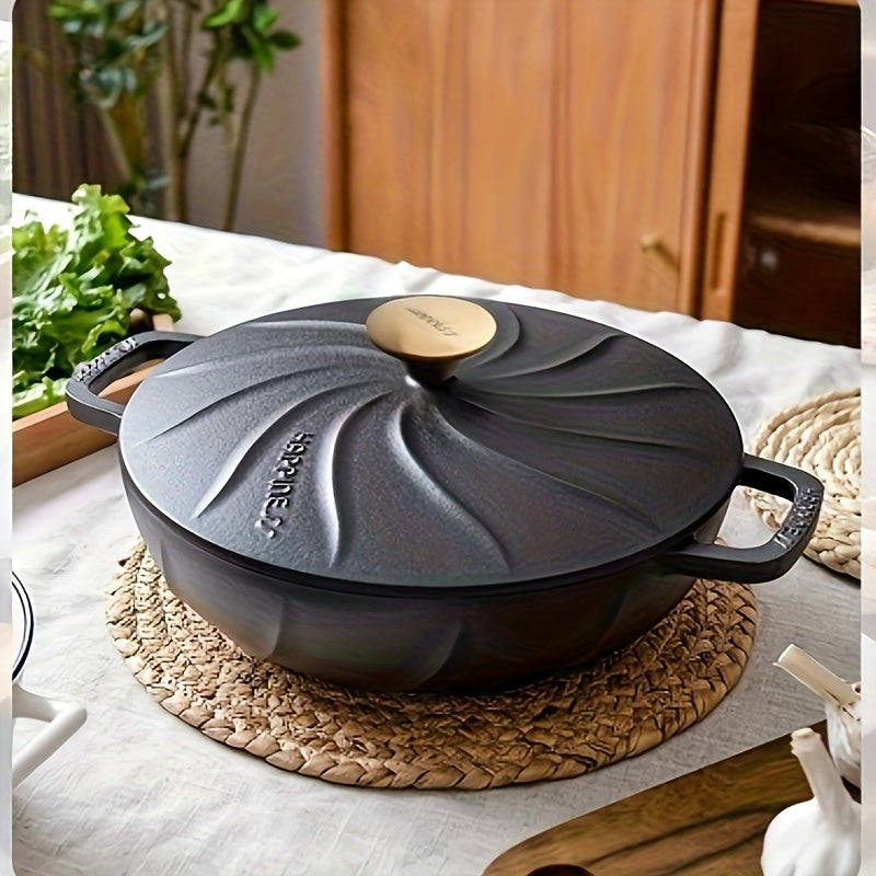 Olla de hierro fundido pre-sazonada de 27cm con tapa para horno de gas, parrilla y cocina