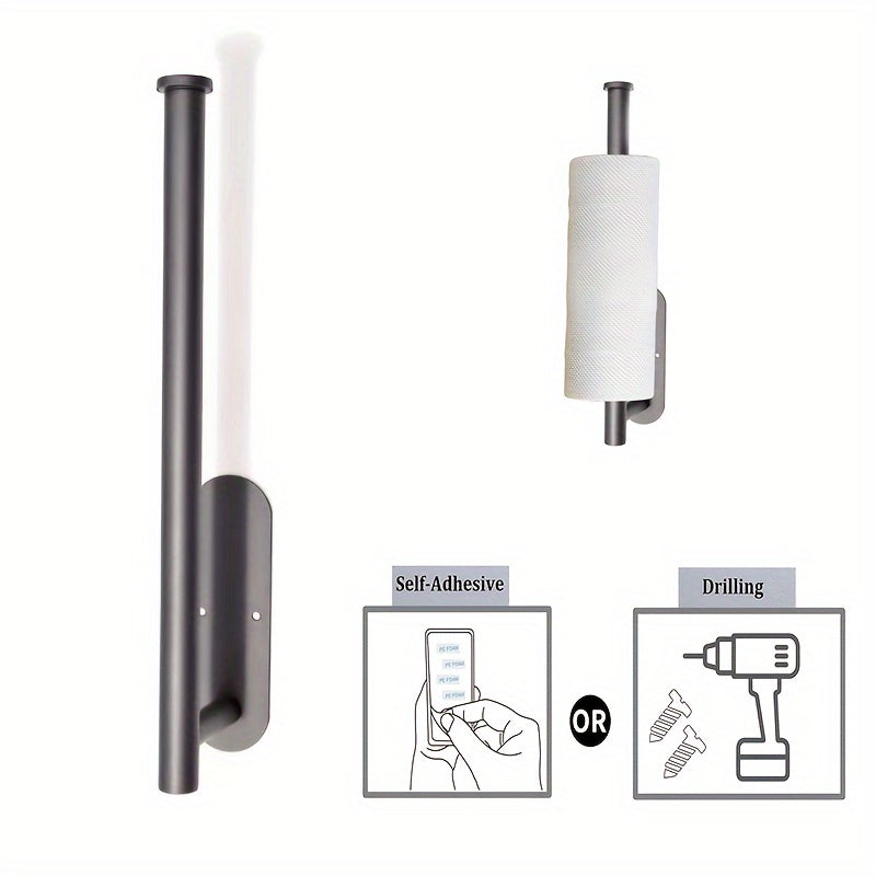 Stainless Steel Wall Mount Paper Towel Holder with Self-Adhesive or Drill Installation