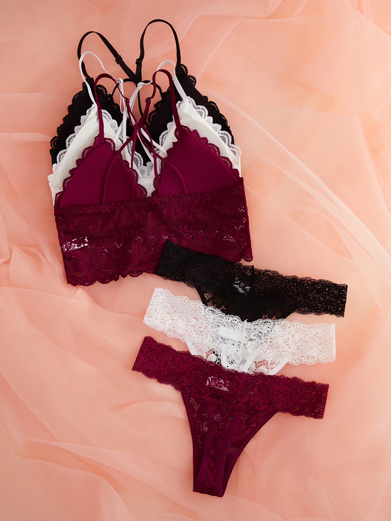 Three-Color Lace Lingerie Set for Women with Adjustable Straps
