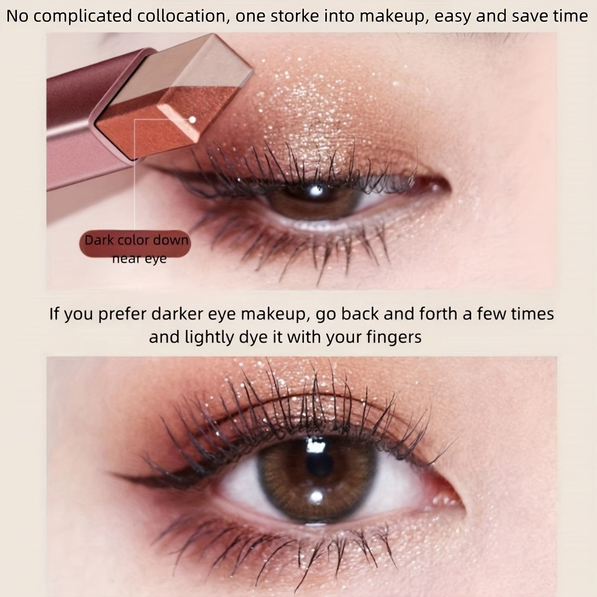 6 Pcs Eye Shadow Sticks Dual-Color Matte Satin Waterproof Makeup Kit