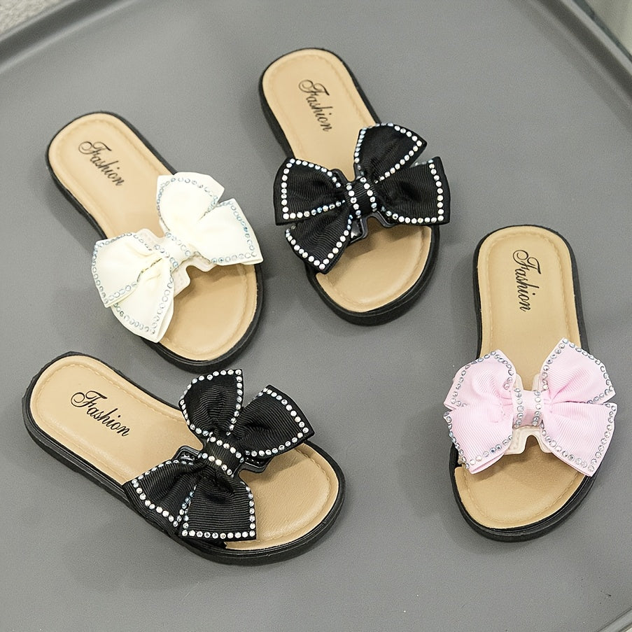 Girls Bow Sandals Lightweight Breathable Non-Slip Casual Shoes for Indoor Outdoor Beach Water Play