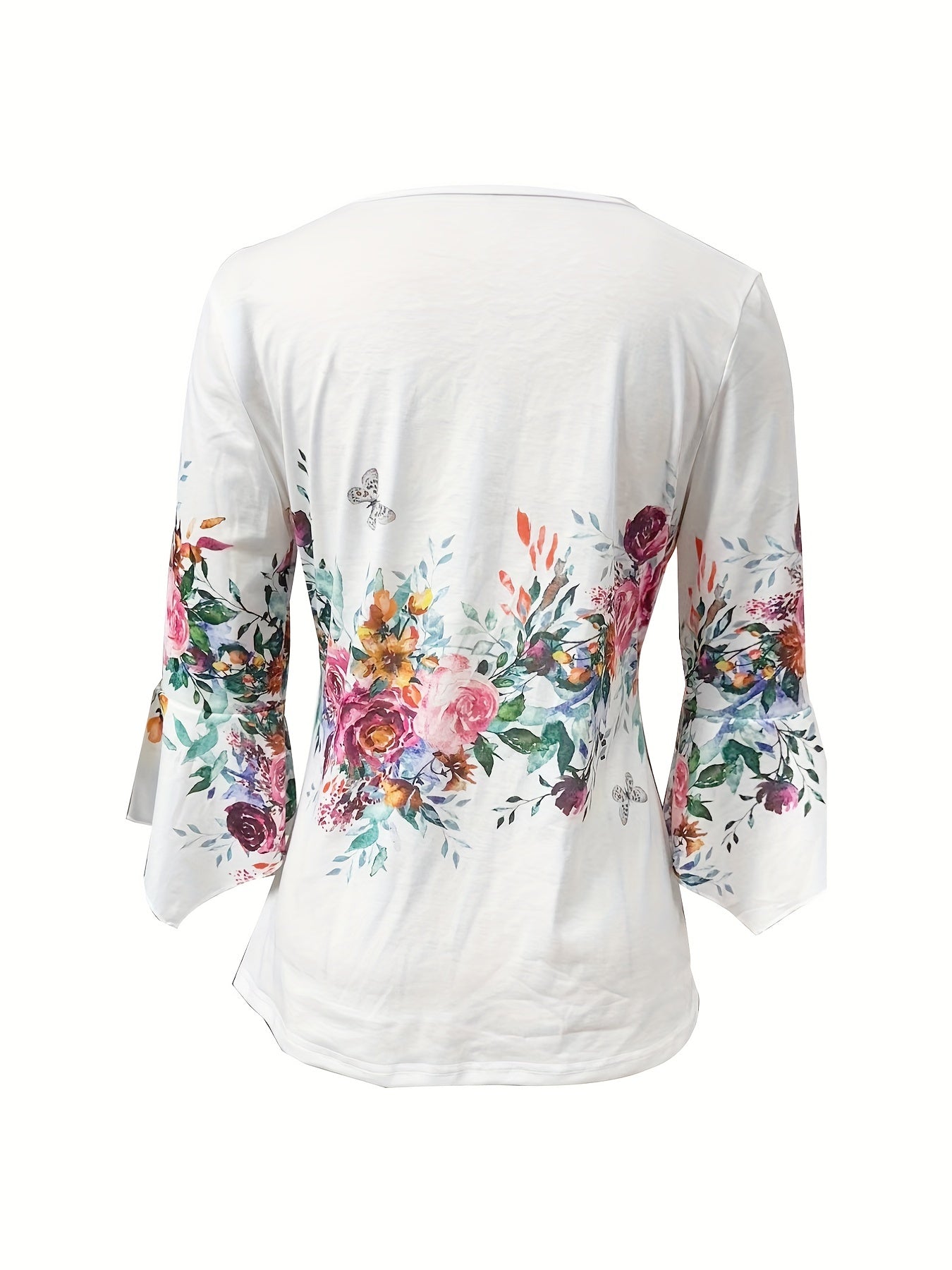 Women's Floral Print Notched Neck Blouse for Summer Casual Wear