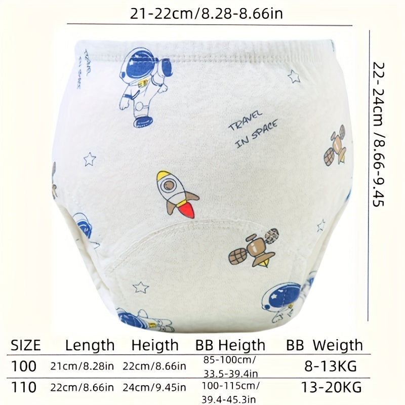 Kids Training Pants Set of 3 Soft Cotton Waterproof Leak-Proof Breathable for Potty Training in Blue White Green