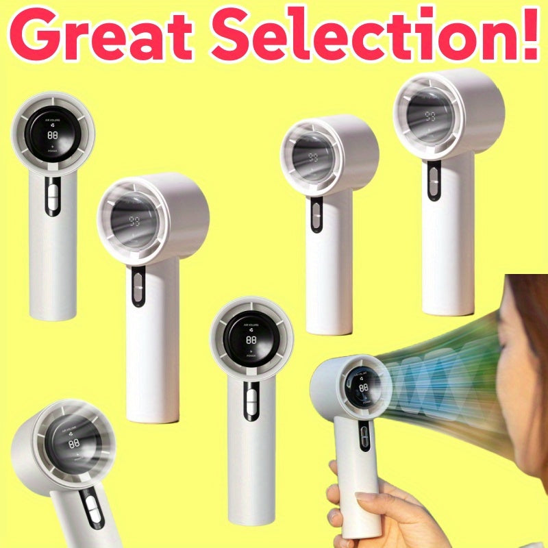 Rechargeable handheld fan with USB charging LCD display durable for research and travel