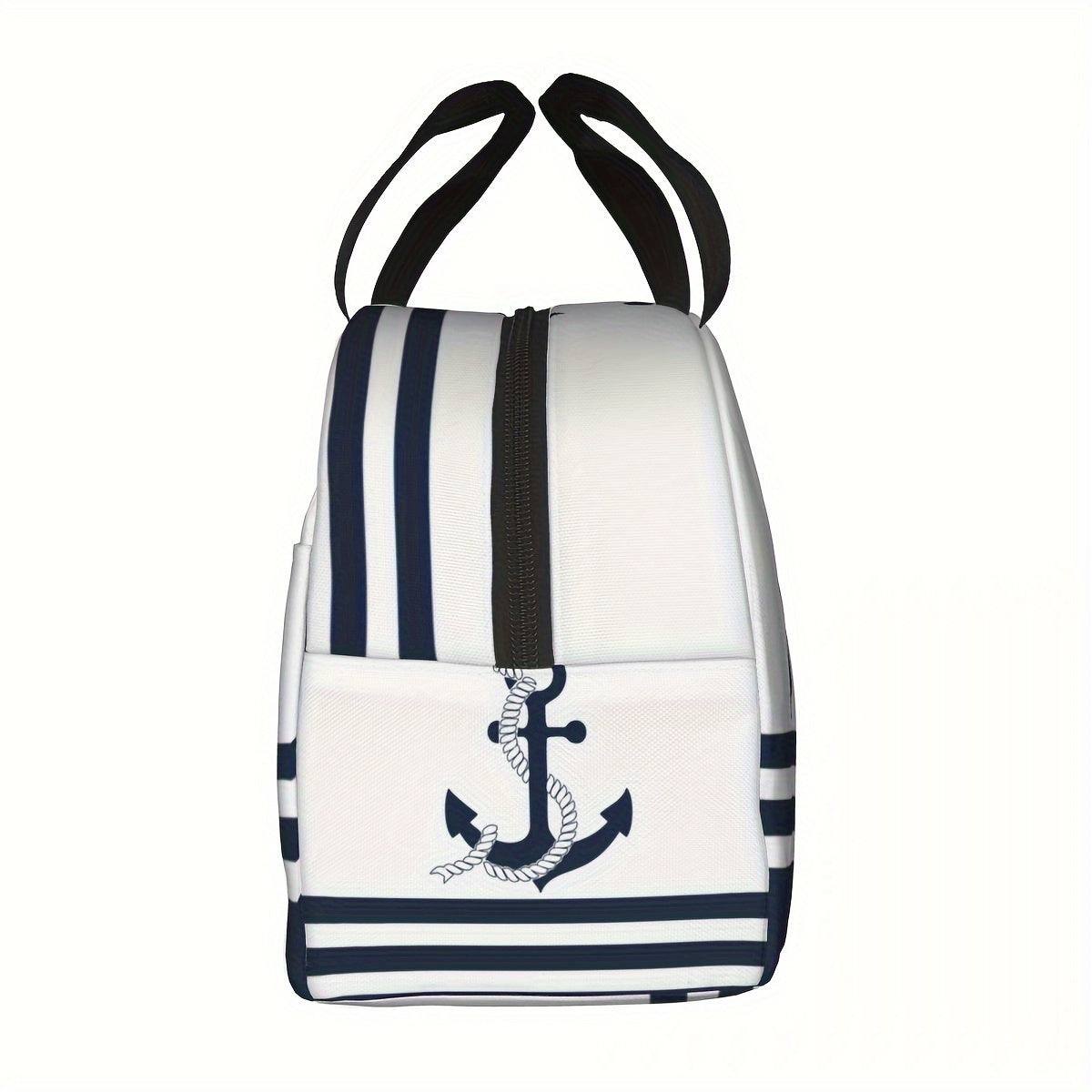 Insulated Lunch Bag Waterproof Oxford Cooler Tote Blue and White Stripes