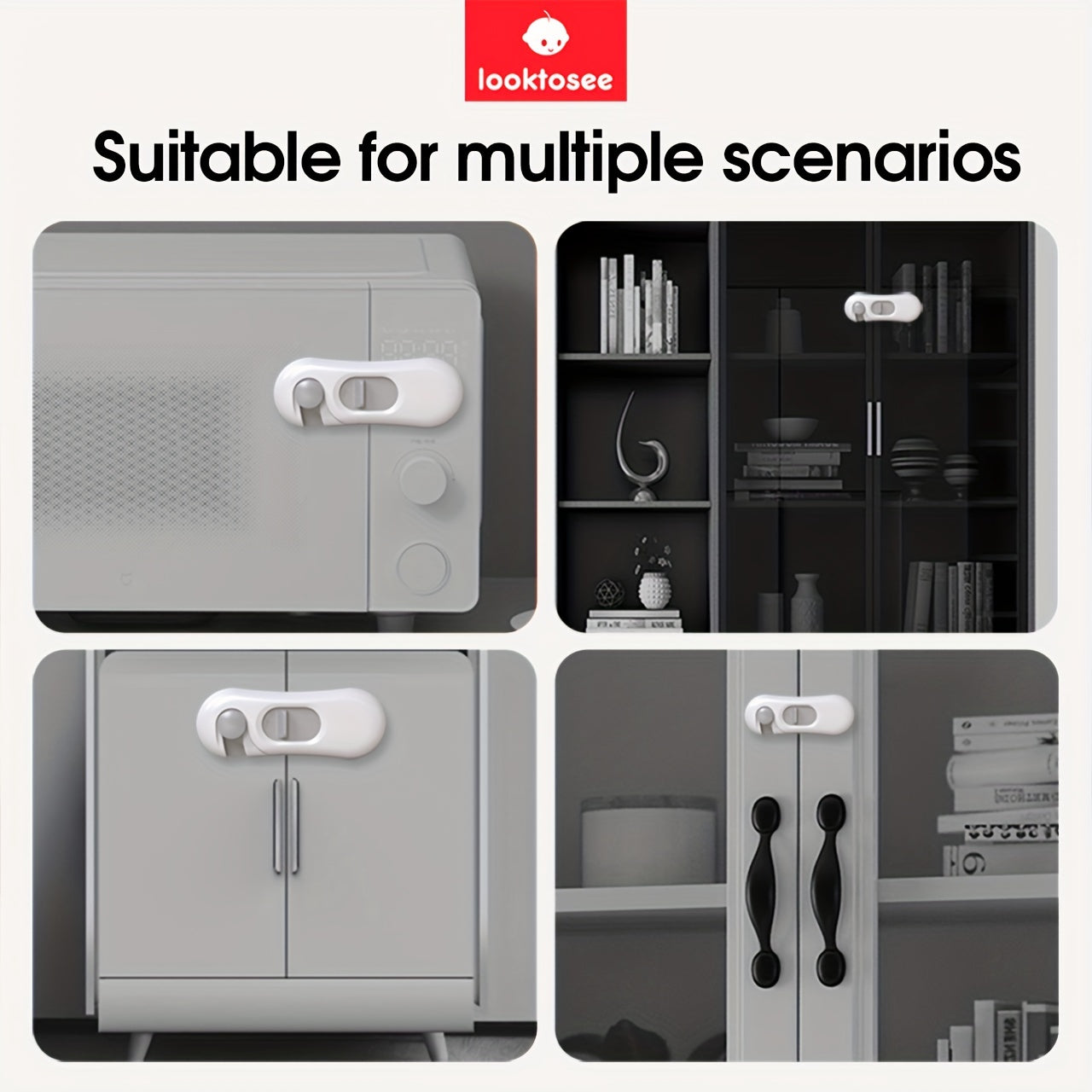 Child Safety Locks 5-Pack for Cabinets Drawers Refrigerator Oven BPA-Free Gray Plastic