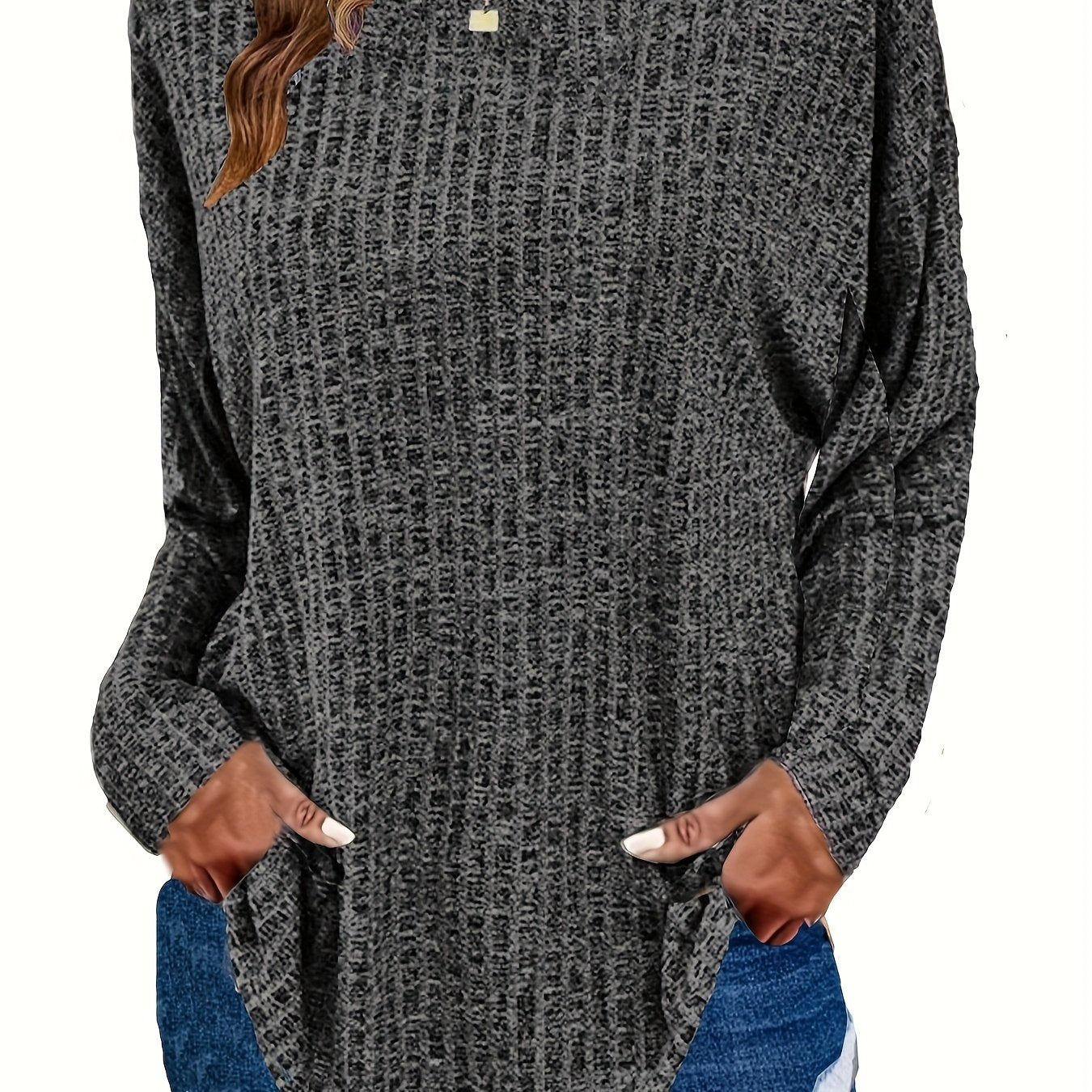 Plus Size Women's Cozy Long Sleeve Pullover Sweater Fall Winter Layering