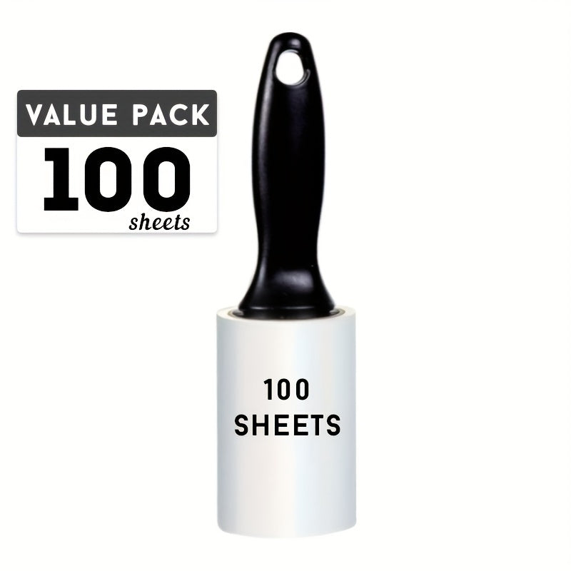 Pet Hair Remover Roller with Tearable Sheets Portable Black Handle for Furniture Clothes Carpets