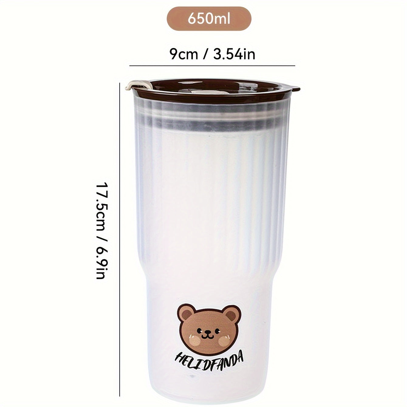 650ml Plastic Water Bottle for Kids and Adults Leak-Proof Portable Cute Bear Design