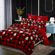 Christmas Themed Bedding Set 3 Pieces Quilt Cover with Elk Snowflake Design