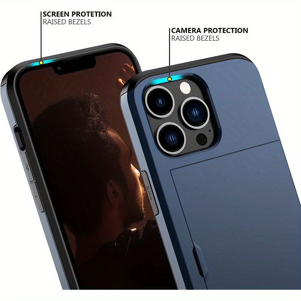 Hard Phone Case with Card Slot for iPhone 14-16 Pro Max