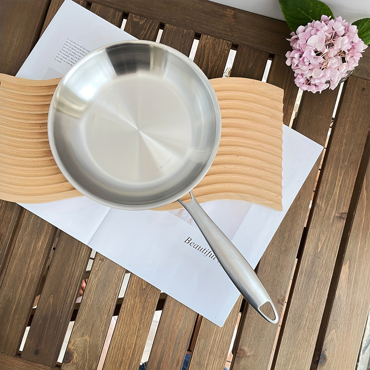 Sartén de acero inoxidable SUS 304 engrosado con acero de tres capas para cocinar filetes