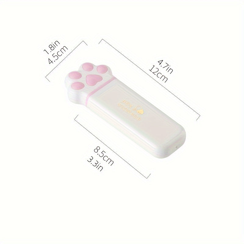 Mini Cat Paw Pill Organizer Portable Medication Box with 3 Compartments