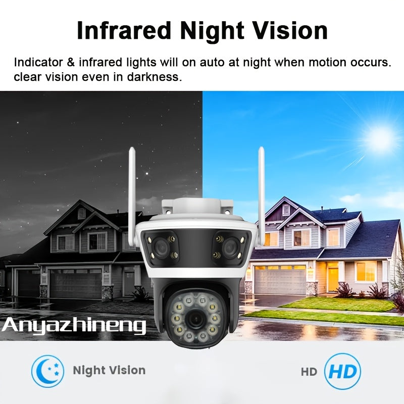 Wireless Security Camera 1080p Panoramic Night Vision Motion Detection Two-Way Audio PTZ