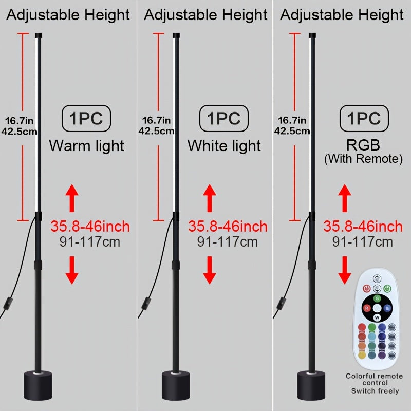 Adjustable Nordic Style LED Corner Floor Lamp with USB Power Black for Living Room Bedroom Gaming Room